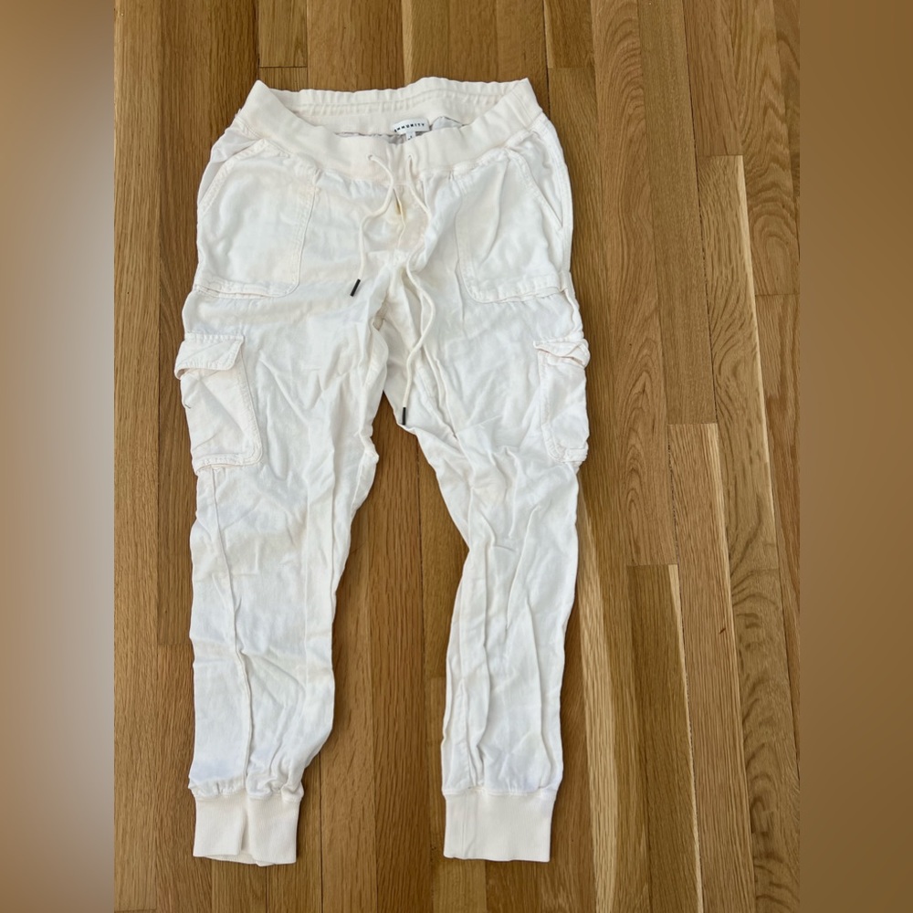 Community white linen joggers